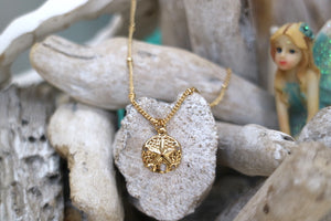Children's 14k gold filled sand dollar shell necklace