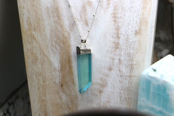 Load image into Gallery viewer, Aqua aura quartz silver necklace
